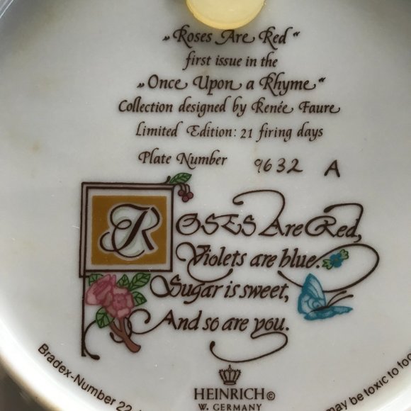 Roses Are Red Collector Plate - Picture 2 of 5